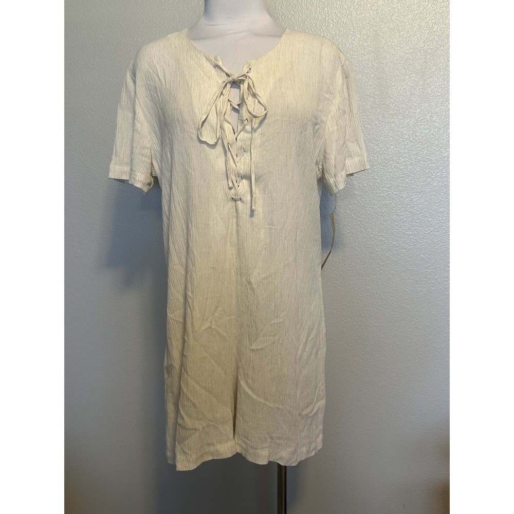 NWT Reformation Corson Shorts Romper Lace-up Gauze Jumpsuit Women's size L Ivory